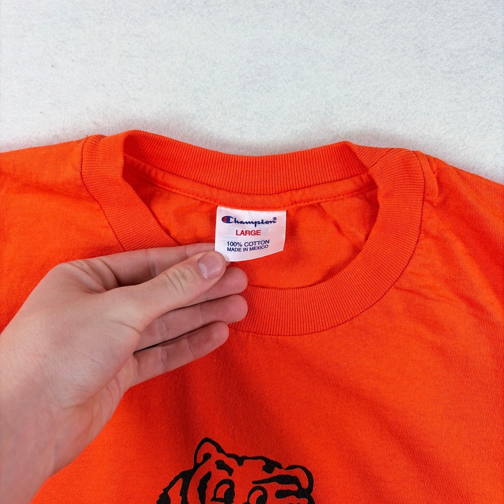 VTG Champion Princeton University Tiger T-Shirt Orange Mens Large Graphic Tee - Picture 3 of 8